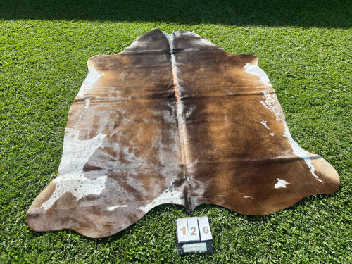 a126. Black white reddish  Cowhide