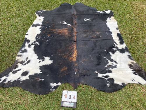 a134. Black White Reddish Cowhide