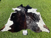 Load image into Gallery viewer, a163. Black White speckled with Red Cowhide