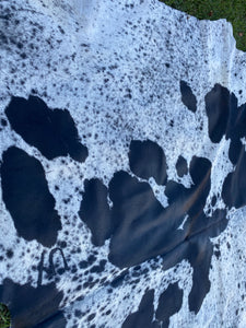 a168. Black white speckled Cowhide