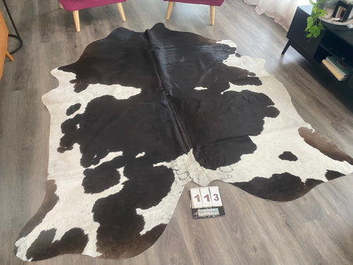 a113. Black white Cowhide