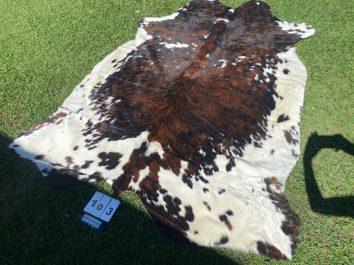 a103. Speckled brindle white belly Cowhide