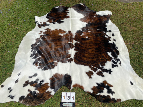 a131. Speckled Brindle white belly Cowhide